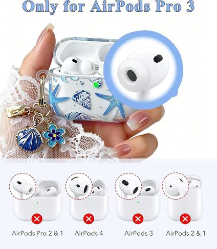 for AirPods Pro 3 Case, Ocean Theme Case for AirPods Pro 3, Shockproof AirPods Pro 3 Protective Cover for Women Girls, Cute Case Compatible with Airpods Pro 3 (Blue Ocean Starfish) in Kuwait