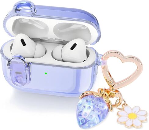 (مع قفل أمان) حافظة شفافة متوافقة مع حافظة AirPods Pro 3 2025 للسيدات، حافظة AirPods Pro 3rd Generation لطيفة وناعمة وشفافة من مادة TPU لسماعات الأذن Pro3 Girl Strawberry Keychain لـ Airpod Pro 3، وردي in Kuwait