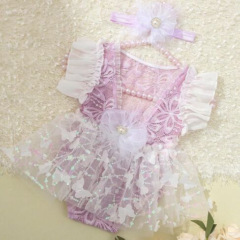 Newborn Photography Outfits Girl Baby Photography Props Lace Romper With Headress Baby Photo Shoot Outfits Girls Photo Props in Kuwait
