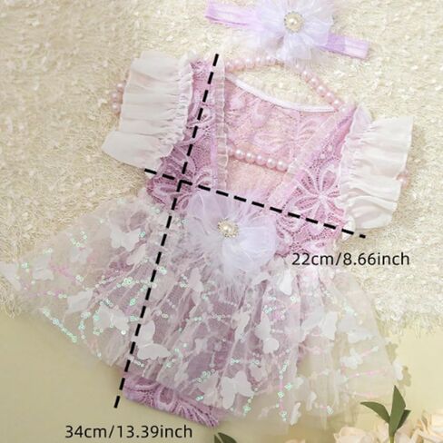 Newborn Photography Outfits Girl Baby Photography Props Lace Romper With Headress Baby Photo Shoot Outfits Girls Photo Props in Kuwait
