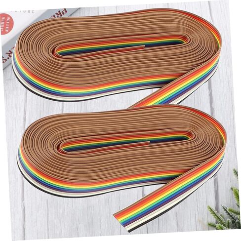 2rolls Flat Ribbon Cable Colorful Rainbow Jumper Cable for Internal Wiring Office Computers Flexible Space-Saving Design for Easy Terminations in Kuwait