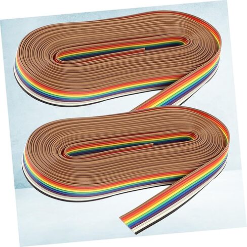 2rolls Flat Ribbon Cable Colorful Rainbow Jumper Cable for Internal Wiring Office Computers Flexible Space-Saving Design for Easy Terminations in Kuwait