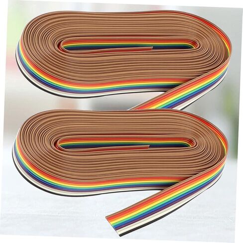 2rolls Flat Ribbon Cable Colorful Rainbow Jumper Cable for Internal Wiring Office Computers Flexible Space-Saving Design for Easy Terminations in Kuwait