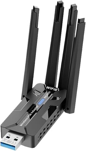 WiFi6 AX3000 محول USB 3000Mbps ثنائي النطاق 2.4G/5G 802.11AX 1800M/1200Mbps بطاقة الشبكة اللاسلكية استقبال دونغل لـ Win10/11 (محول 1200M) in Kuwait