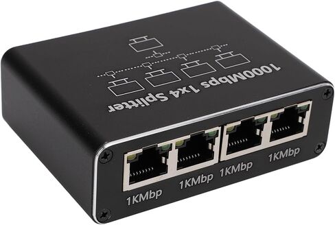 Yunseity Ethernet Splitter 1 to 4, Gigabit 1000Mbps High Speed Network Switch Adapter with USB C Power Supply, for Cat 6 7 8 Cables Computers Routers TVs in Kuwait