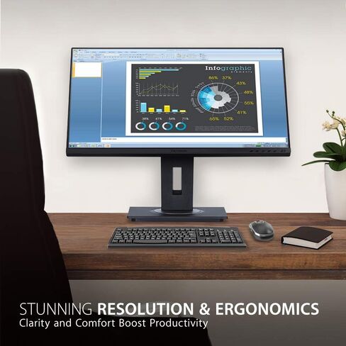 ViewSonic VG2455-2K 24 Inch IPS 1440p Monitor with USB 3.1 Type C HDMI DisplayPort and 40 Degree Tilt Ergonomics for Home and Office (Renewed) in Kuwait