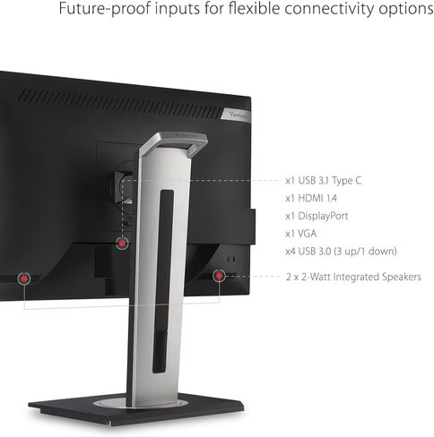 ViewSonic VG2455-2K 24 Inch IPS 1440p Monitor with USB 3.1 Type C HDMI DisplayPort and 40 Degree Tilt Ergonomics for Home and Office (Renewed) in Kuwait