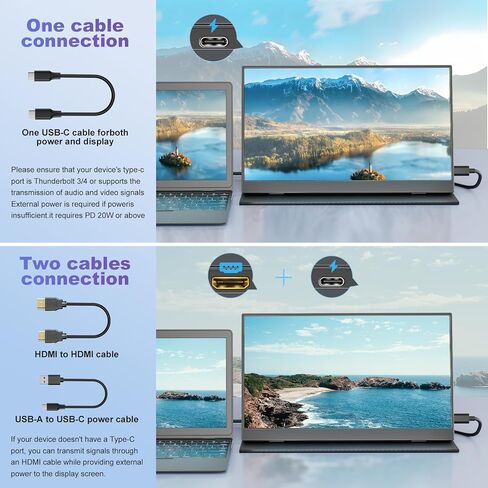 18.5 Inch Portable Monitor for Laptop, FHD 1080P 100% sRGB Travel Monitors for Laptop, Portable Computer IPS Display w/VESA, External Monitor USB-C HDR HDMI Portable Screen w/Smart Cover & Speakers in Kuwait