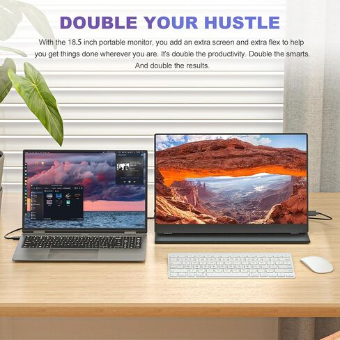 18.5 Inch Portable Monitor for Laptop, FHD 1080P 100% sRGB Travel Monitors for Laptop, Portable Computer IPS Display w/VESA, External Monitor USB-C HDR HDMI Portable Screen w/Smart Cover & Speakers in Kuwait