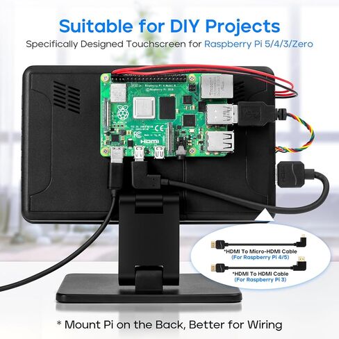 شاشة ROADOM مقاس 7 بوصة Raspberry Pi مع حافظة وشاشة 5 بوصة مع محور in Kuwait