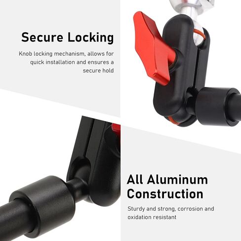 Pomya 22 Inch Articulating Arm with Double Ballhead, MultiAngle Adjustment for LED Light, Microphone, Camera - All Aluminum Construction with 1/4in Screw in Kuwait