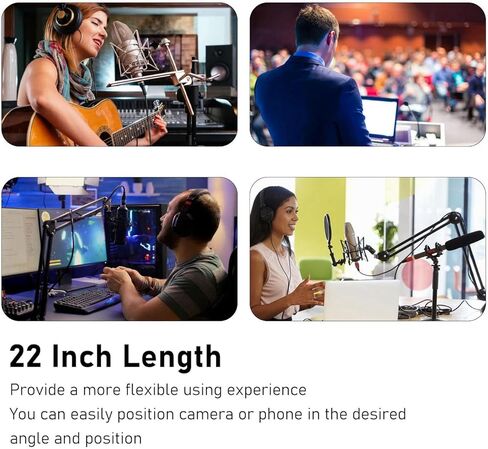 Pomya 22 Inch Articulating Arm with Double Ballhead, MultiAngle Adjustment for LED Light, Microphone, Camera - All Aluminum Construction with 1/4in Screw in Kuwait