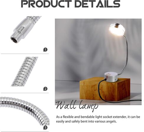 Housoutil 2pcs 300mm مرنة معقوفة الذراع LED ضوء القطب الخيوط المعدنية لملحقات مصباح مكتب DIY مع دعم التركيب العالمي in Kuwait
