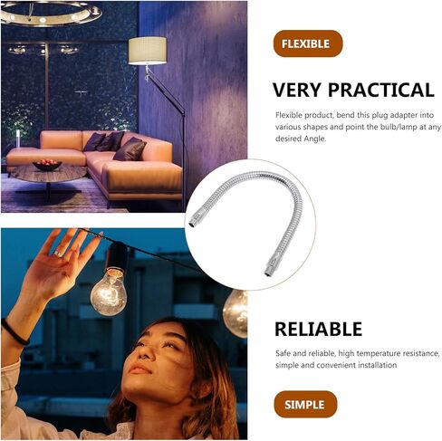 Housoutil 2pcs 300mm مرنة معقوفة الذراع LED ضوء القطب الخيوط المعدنية لملحقات مصباح مكتب DIY مع دعم التركيب العالمي in Kuwait