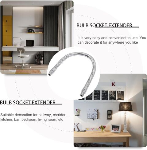 Housoutil 2pcs 300mm مرنة معقوفة الذراع LED ضوء القطب الخيوط المعدنية لملحقات مصباح مكتب DIY مع دعم التركيب العالمي in Kuwait