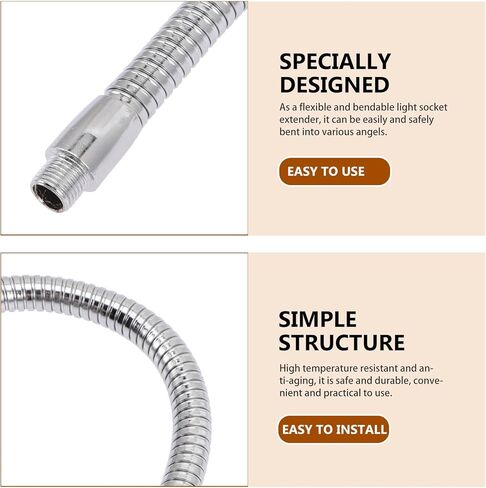 Housoutil 2pcs 300mm مرنة معقوفة الذراع LED ضوء القطب الخيوط المعدنية لملحقات مصباح مكتب DIY مع دعم التركيب العالمي in Kuwait