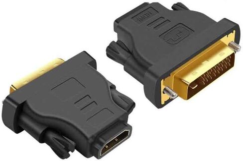 DVI إلى HDMI، محول DVI-D ثنائي الاتجاه إلى HDMI ذكر إلى أنثى مع سلك مطلي بالذهب 2 قطعة in Kuwait