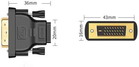 DVI إلى HDMI، محول DVI-D ثنائي الاتجاه إلى HDMI ذكر إلى أنثى مع سلك مطلي بالذهب 2 قطعة in Kuwait