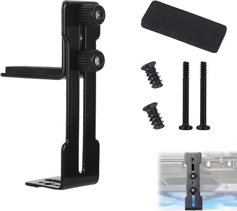 Graphics Card Bracket, Black Aluminum Alloy GPU Support Holder with Screws & Sponge Adjustable GPU Anti-Sag Stand Mount for PC Gaming Computer Setup in Kuwait
