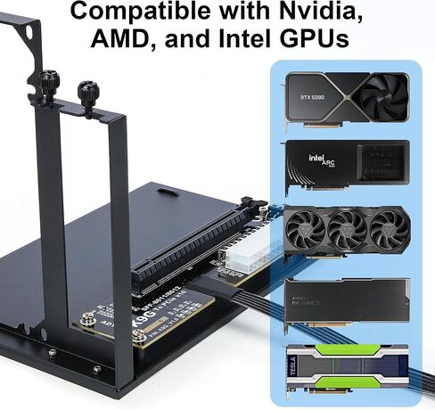External PCIe 5.0 x4 64Gbps GPU Dock with 19.7in OCuLink Cable, – OCuLink SFF-8612/8311 to PCIe x16, eGPU Enclosure for Laptops and Mini PCs, Compatible with AMD/NVIDIA/Intel Graphics Cards Series in Kuwait