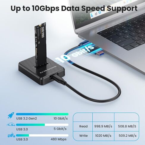 محطة إرساء M.2 NVMe وإلى USB C بروتوكول مزدوج M.2 إلى USB C محول 10 جيجابت في الثانية حاوية SSD خارجية مع USB C 2in1 in Kuwait