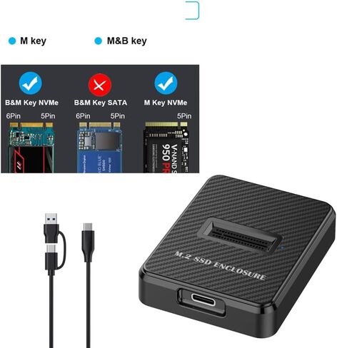محطة إرساء M.2 NVMe وإلى USB C بروتوكول مزدوج M.2 إلى USB C محول 10 جيجابت في الثانية حاوية SSD خارجية مع USB C 2in1 in Kuwait