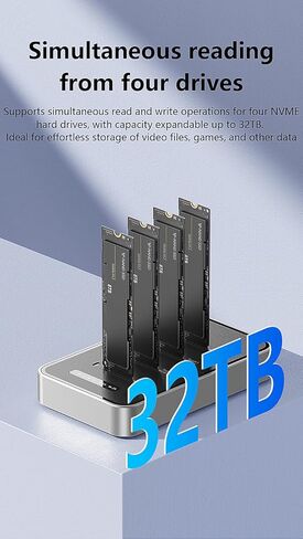 4 فتحات USB4.0 (USB-C) 40G NVMe المحمولة (مفتاح M، مفتاح B+M) / NVMe/PCIe SSD (22110، 2280، 2260، 2242، 2230) جهاز نسخ محطة إرساء SSD (الإرساء فقط) in Kuwait