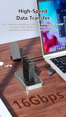 4 فتحات USB4.0 (USB-C) 40G NVMe المحمولة (مفتاح M، مفتاح B+M) / NVMe/PCIe SSD (22110، 2280، 2260، 2242، 2230) جهاز نسخ محطة إرساء SSD (الإرساء فقط) in Kuwait