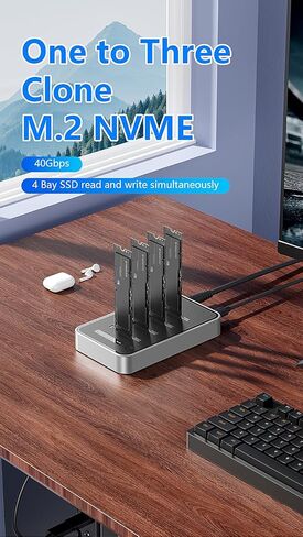 4 فتحات USB4.0 (USB-C) 40G NVMe المحمولة (مفتاح M، مفتاح B+M) / NVMe/PCIe SSD (22110، 2280، 2260، 2242، 2230) جهاز نسخ محطة إرساء SSD (الإرساء فقط) in Kuwait