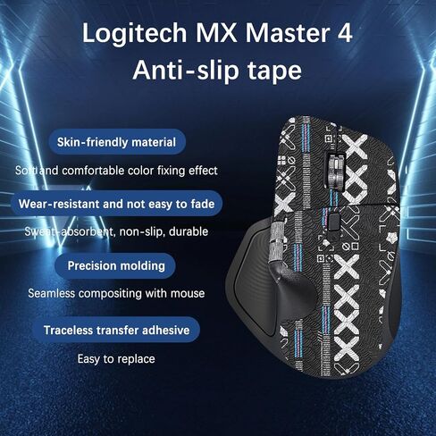 شريط قبضة الماوس NOUKAJU تغطية كاملة لـ Logitech MX Master 4، شريط قبضة الماوس المضاد للانزلاق، مجموعة ترقية الفئران الاحترافية ذاتية اللصق ومقاومة للعرق (أسود) in Kuwait