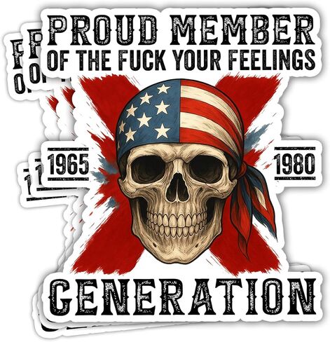 VOTANTA (3 قطع، 3 بوصة) - ملصق Gen X Proud Member of The Fuck Your Feelings Generation، ملصقات جمجمة مضحكة من Gen X، هدايا ساخرة فكاهية للبالغين لتزيين أجهزة الكمبيوتر المحمولة والهواتف وزجاجات المياه in Kuwait