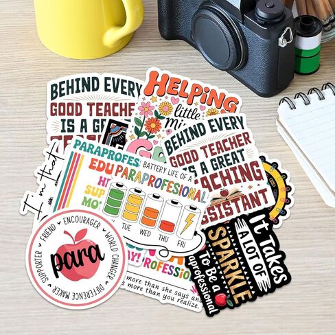 10 Pcs Paraprofessional Stickers Pack – Funny Teaching Assistant Decals for Laptop, Notebook, Water Bottle, Gift for Paraeducators, Teacher Aides, Classroom Staff (3 inch) in Saudi Arabia