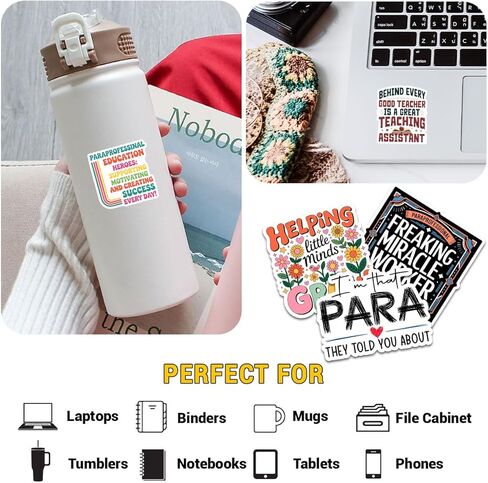 10 Pcs Paraprofessional Stickers Pack – Funny Teaching Assistant Decals for Laptop, Notebook, Water Bottle, Gift for Paraeducators, Teacher Aides, Classroom Staff (3 inch) in Saudi Arabia