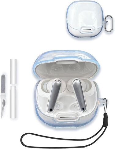 غطاء حافظة لسماعات الأذن Soundcore Liberty 4 NC، غطاء واقٍ من مادة TPU الناعمة الشفافة من WUNIAK مع سلسلة مفاتيح ومجموعة منظف للنساء والرجال جلد مقاوم للصدمات من أجل soundcore Liberty4NC، شفاف in Kuwait