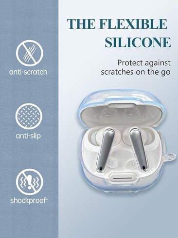 غطاء حافظة لسماعات الأذن Soundcore Liberty 4 NC، غطاء واقٍ من مادة TPU الناعمة الشفافة من WUNIAK مع سلسلة مفاتيح ومجموعة منظف للنساء والرجال جلد مقاوم للصدمات من أجل soundcore Liberty4NC، شفاف in Kuwait