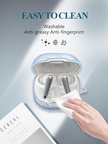 غطاء حافظة لسماعات الأذن Soundcore Liberty 4 NC، غطاء واقٍ من مادة TPU الناعمة الشفافة من WUNIAK مع سلسلة مفاتيح ومجموعة منظف للنساء والرجال جلد مقاوم للصدمات من أجل soundcore Liberty4NC، شفاف in Kuwait