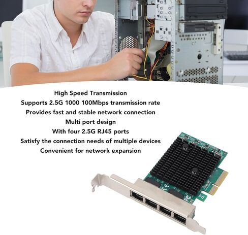 بطاقة شبكة جيجابت PCIe ذات 4 منافذ، وحدة تحكم LAN RTL8125B، محول إيثرنت 2.5 جيجا بايت مع منافذ RJ45 2500 1000 100 ميجا بت في الثانية، لخادم محطة عمل الكمبيوتر المكتبي in Kuwait