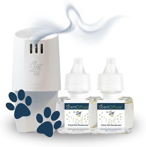ScentDiffuse Pet Odor Deodorizing Air Freshener Starter Kit with 1 Fresh Pet Deodorizer,1 Clean Pet Deodorizer and 1 Diffuser in Saudi Arabia