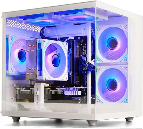 Prebuilt Gaming PC Desktop Ryzen 7 8700F, GeForce RTX 4060, 32G DDR5 RAM, 1TB NVME 3.0 SSD, WiFi 6, Tower Computer for AAA Gaming, Streaming & Creative Work (White) in Kuwait
