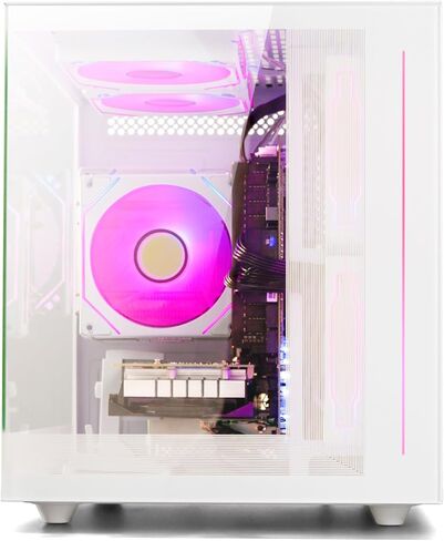 Prebuilt Gaming PC Desktop Ryzen 7 8700F, GeForce RTX 4060, 32G DDR5 RAM, 1TB NVME 3.0 SSD, WiFi 6, Tower Computer for AAA Gaming, Streaming & Creative Work (White) in Kuwait