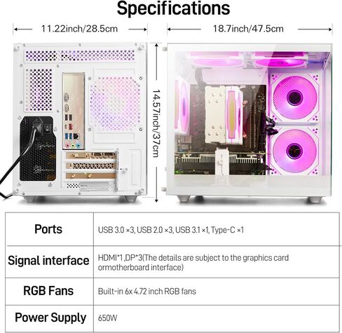 Prebuilt Gaming PC Desktop Ryzen 7 8700F, GeForce RTX 4060, 32G DDR5 RAM, 1TB NVME 3.0 SSD, WiFi 6, Tower Computer for AAA Gaming, Streaming & Creative Work (White) in Kuwait