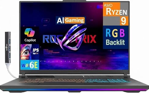 ASUS ROG Strix G18 أحدث 2026 كمبيوتر محمول للألعاب AI Copilot + كمبيوتر شخصي 18 بوصة 2.5K شاشة Nebula 240 هرتز (Ryzen 9 8940HX، GeForce RTX 5070 8GB، 16GB DDR5، 1 تيرابايت SSD، RGB KB، WiFi 6E، BT 5.4، Win 11 Home) مع DKZ Hub in Kuwait