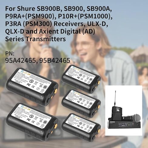 5 قطع بطارية SB900B لجهاز Shure SB900 SB900A SB900B متوافقة مع أجهزة استقبال P9RA+ P10R+ P3RA، أجهزة إرسال سلسلة ULX-D QLX-D AD 95A42465، بطارية 95B42465 in Kuwait