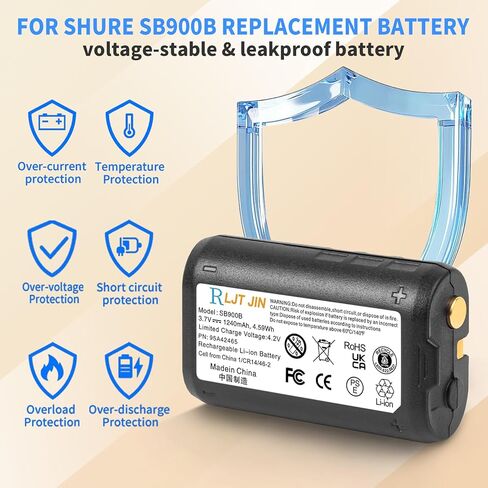 5 قطع بطارية SB900B لجهاز Shure SB900 SB900A SB900B متوافقة مع أجهزة استقبال P9RA+ P10R+ P3RA، أجهزة إرسال سلسلة ULX-D QLX-D AD 95A42465، بطارية 95B42465 in Kuwait