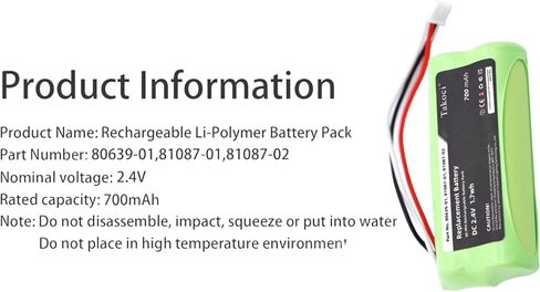 Replacement Battery Compatible with Plantronics CT14,fits Part No 80639-01, 81087-01, 81087-02, 2.4V 700mAh in Kuwait