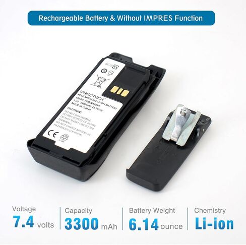 PMNN4889A 7.4V 33000mAh Li-Ion Replacement Battery for Motorola PMNN4888A, PMNN4889A, PMNN4890A Battery,Compatible with Motorola R5 only -(Non-IMPRES) in Kuwait