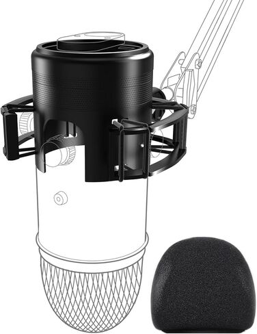 مرشح البوب ​​لميكروفون Etour لـ Blue Yeti، [مشابك معقوفة مصممة خصيصًا لميكروفون Yeti] ميكروفون احترافي مزدوج الطبقات لشاشة الرياح التي تعمل على ترشيح التسجيل غير المرغوب فيه وضوضاء الخلفية in Kuwait