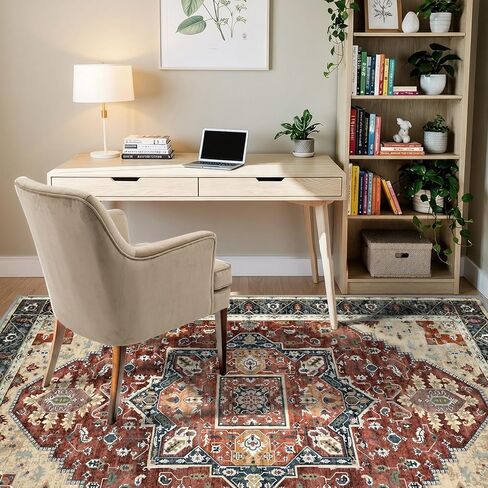 Minidear 8'x10 'منطقة سجاد لغرفة المعيشة ، والسجاد القابل للغسل لغرفة النوم غير السجاد عتيقة مع حصيرة السجاد المطبوعة الأزهار للمنزل in Saudi Arabia