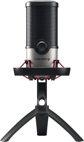 Cherry UM 6.0 Advanced, USB Microphone for Streaming, Podcasting & Home Office Use, 2 Polar Patterns, Shock Mount, Compatible with PC/Mac/PS4/PS5, Black/Silver in Kuwait