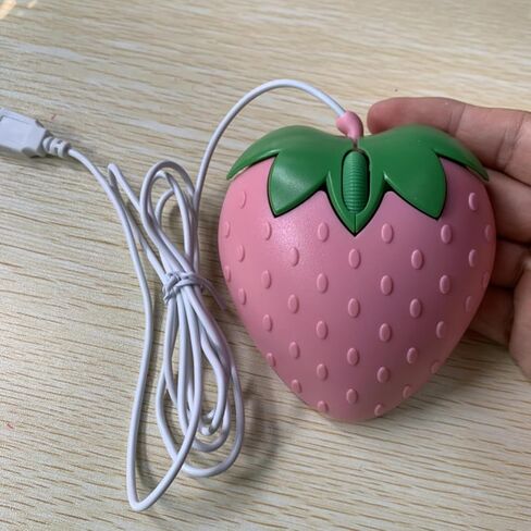 ماوس سلكي بالفراولة الوردية USB فأرة كمبيوتر بصرية ماوس ألعاب لطيف للفتيات والنساء والكمبيوتر المحمول والكمبيوتر المكتبي in Kuwait